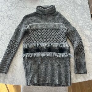 Mixed Media Banana Republic Gray Textured Turtleneck Long Sweater